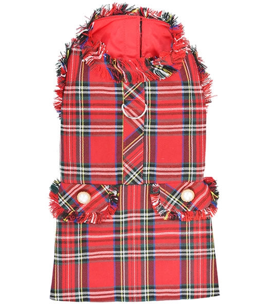 Tartan Fringe Dress - Red