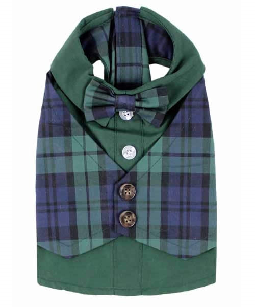 Scottish Taffeta Tuxedo - Green/Blue Plaid