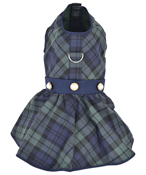 Scottish Taffeta Dress - Green/Blue Plaid