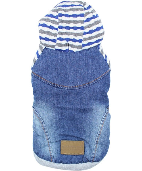 Denim Striped Hoodie - Blue