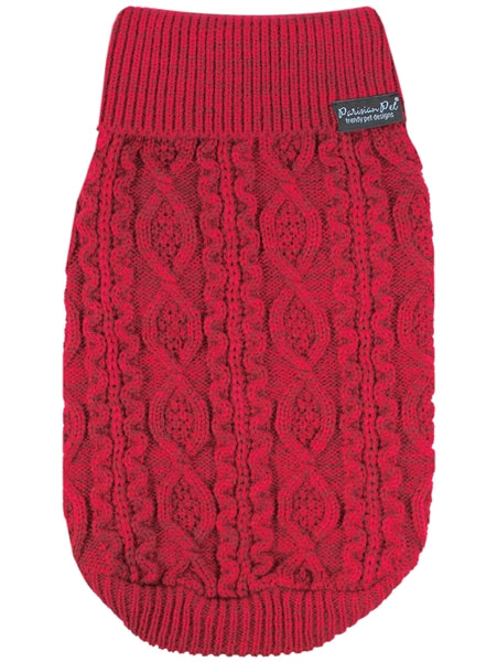 Cable Knit Sweater - Red