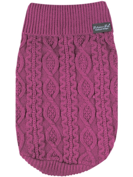 Cable Knit Sweater - Raspberry