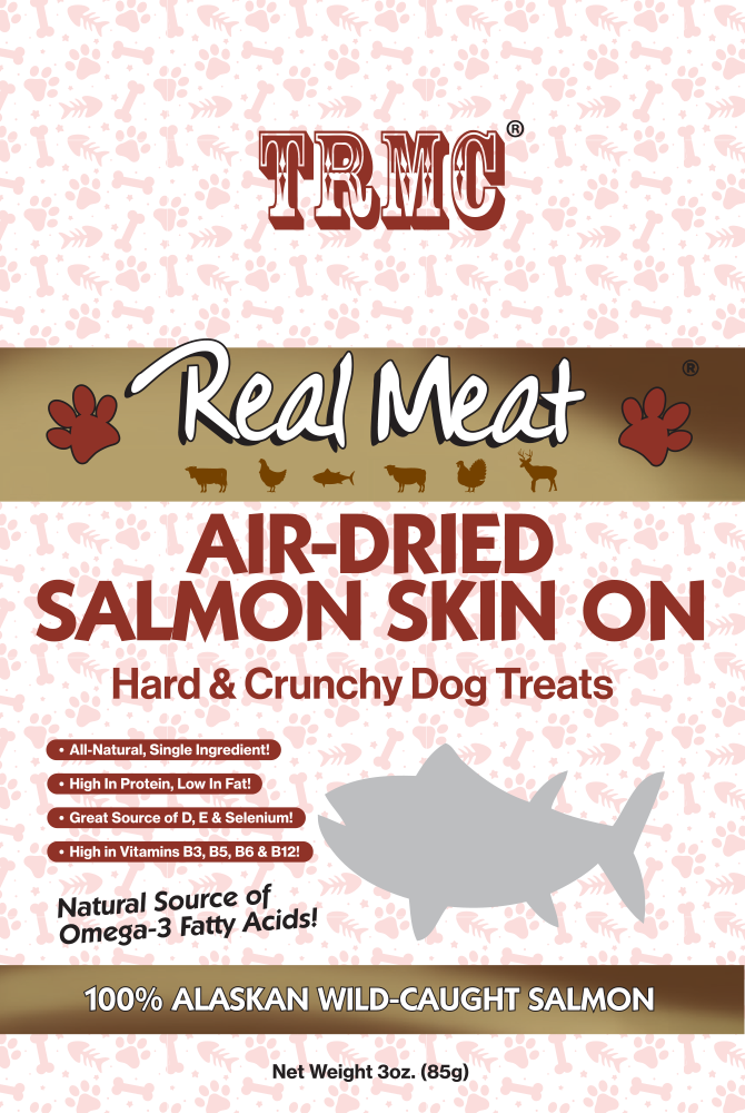 Real Meat Air Dried Salmon Skin Dog Treats 3oz