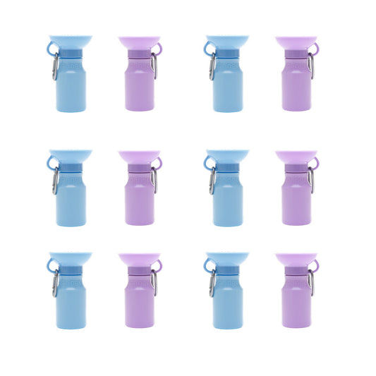 Case of 12 Springer Mini Travel Bottles in assorted lilac and sky blue, 15oz each