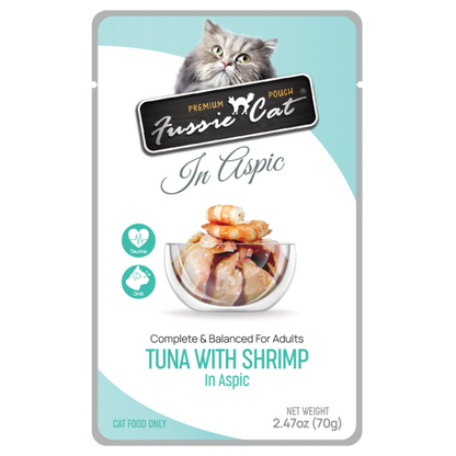 Fussie Cat Pouch Tuna with Shrimp in Aspic