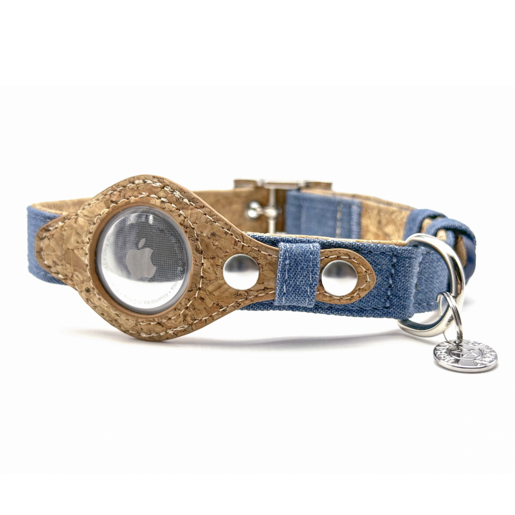 Urban Dog Stars Airtag Collar - Denim & Cork