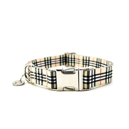 Urban Dog Stars Adjustable Collar - Beige Plaid