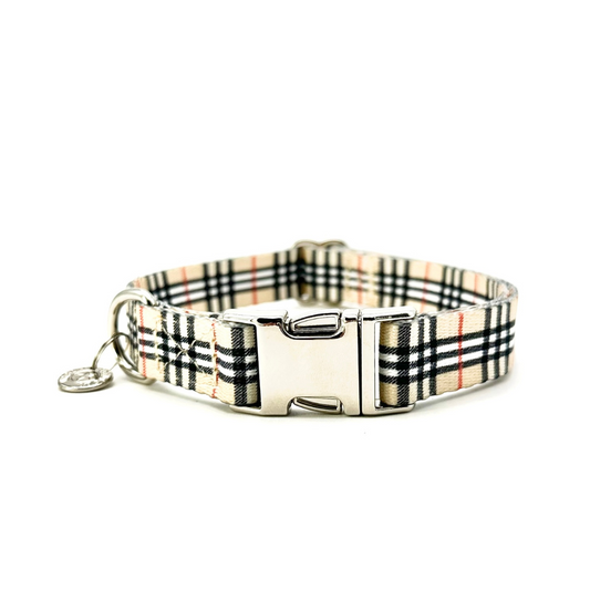 Urban Dog Stars Adjustable Collar - Beige Plaid