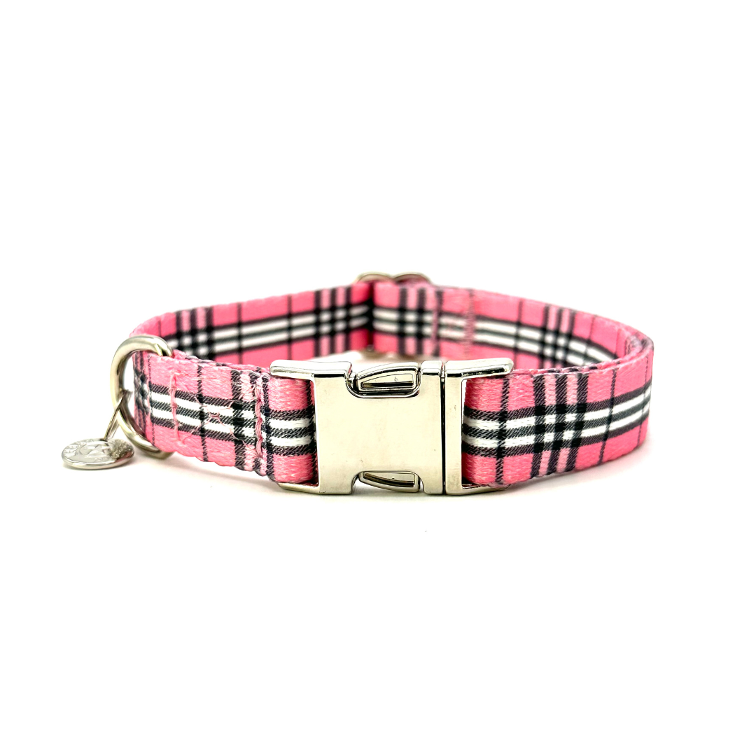 Urban Dog Stars Adjustable Collar - Pink Plaid