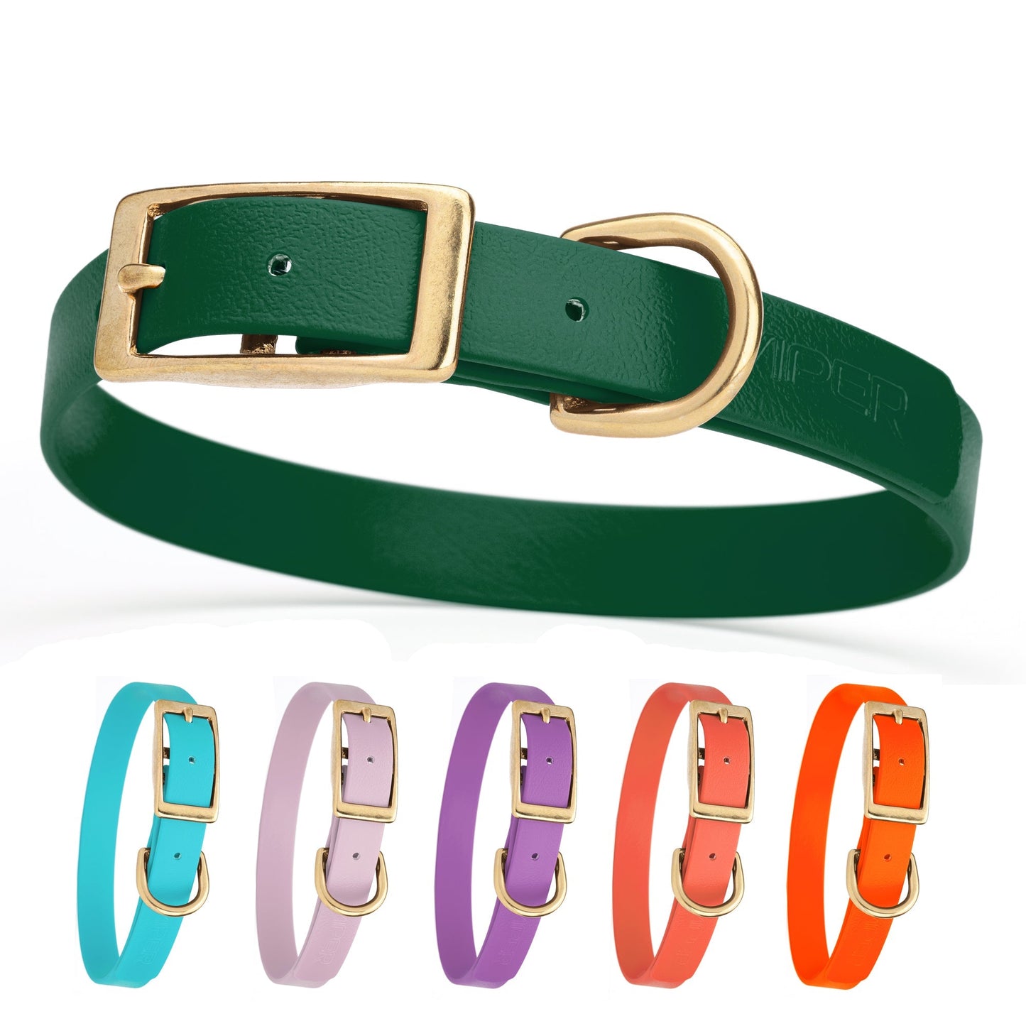 Viper Biothane Waterproof Collar - Brass Hardware - Size M (15 to 18 inches)