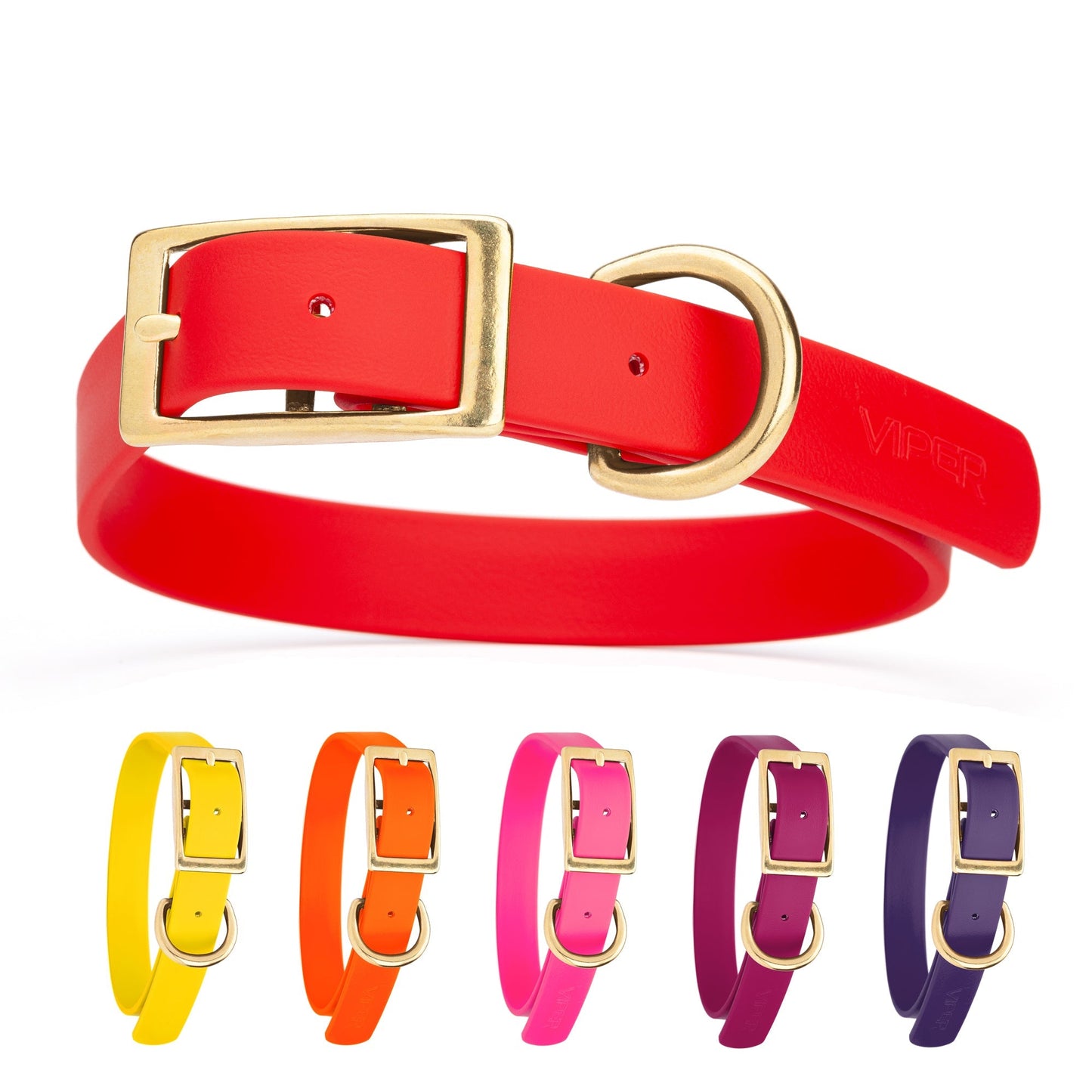 Viper Biothane Waterproof Collar - Brass Hardware - Size L (18 to 22 inches)