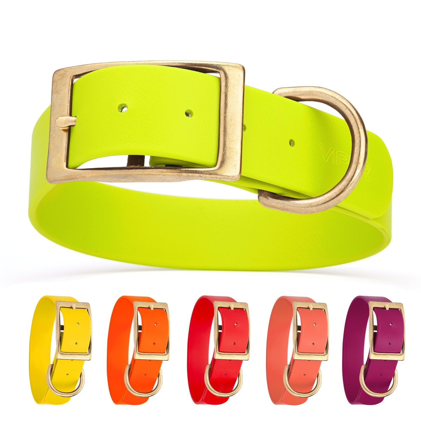 Viper Biothane Waterproof Collar - Brass Hardware - Size XL, Wide (20 to 24 inches)