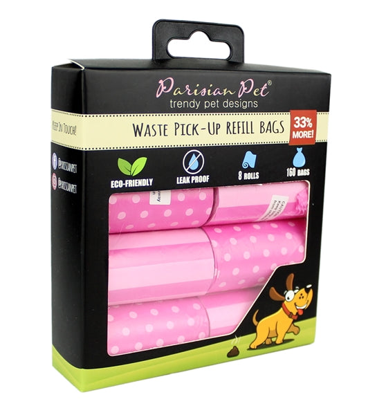 Parisian Pet Waste Bags - Stripes N Dots Pink