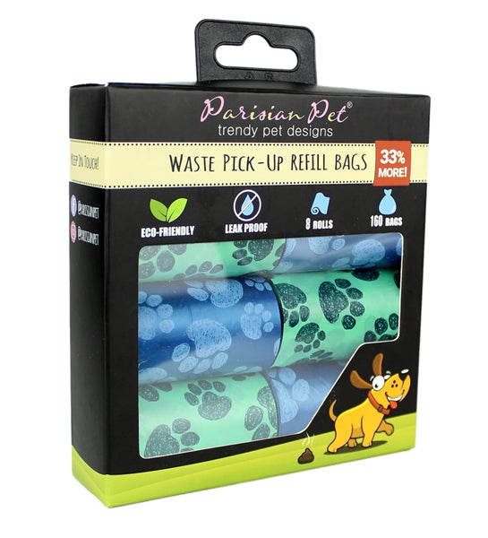 Parisian Pet Waste Bags - Blue-Green Paws