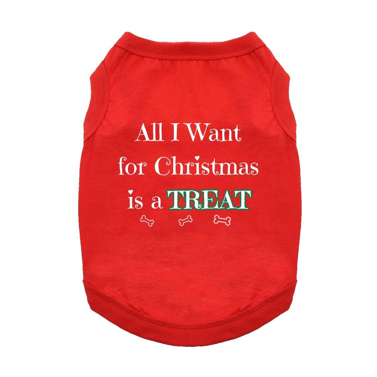 Fun T-Shirt - All I Want For Christmas Dog Shirt - Red