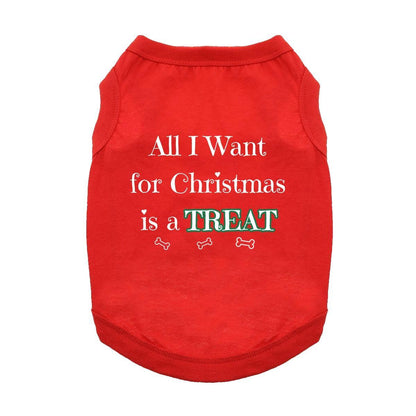 Fun T-Shirt - All I Want For Christmas Dog Shirt - Red