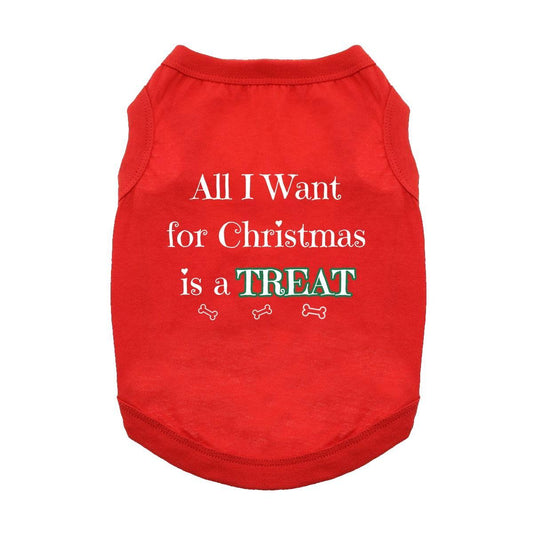 Fun T-Shirt - All I Want For Christmas Dog Shirt - Red