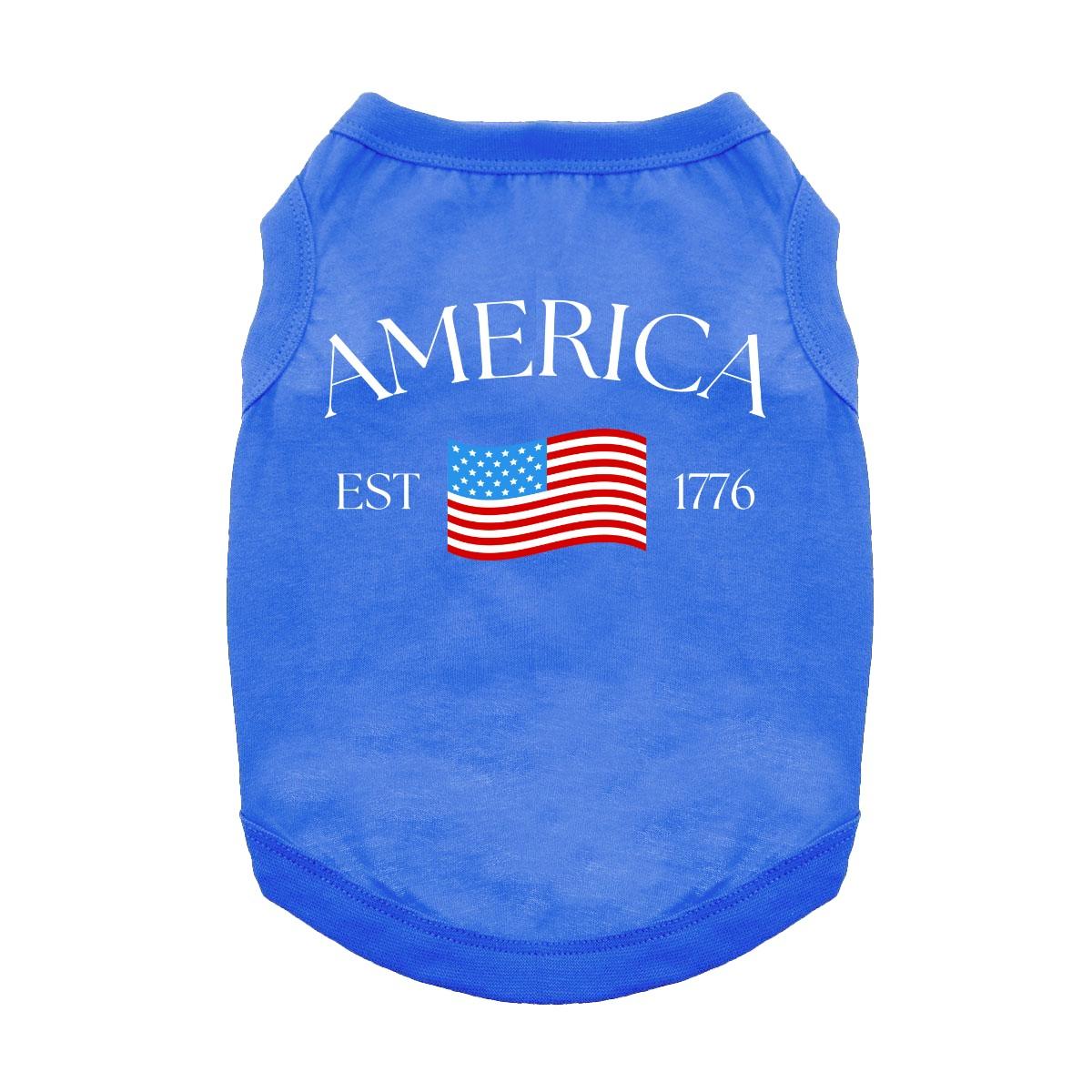 Fun T-Shirt - NEW - America Dog Shirt - Blue
