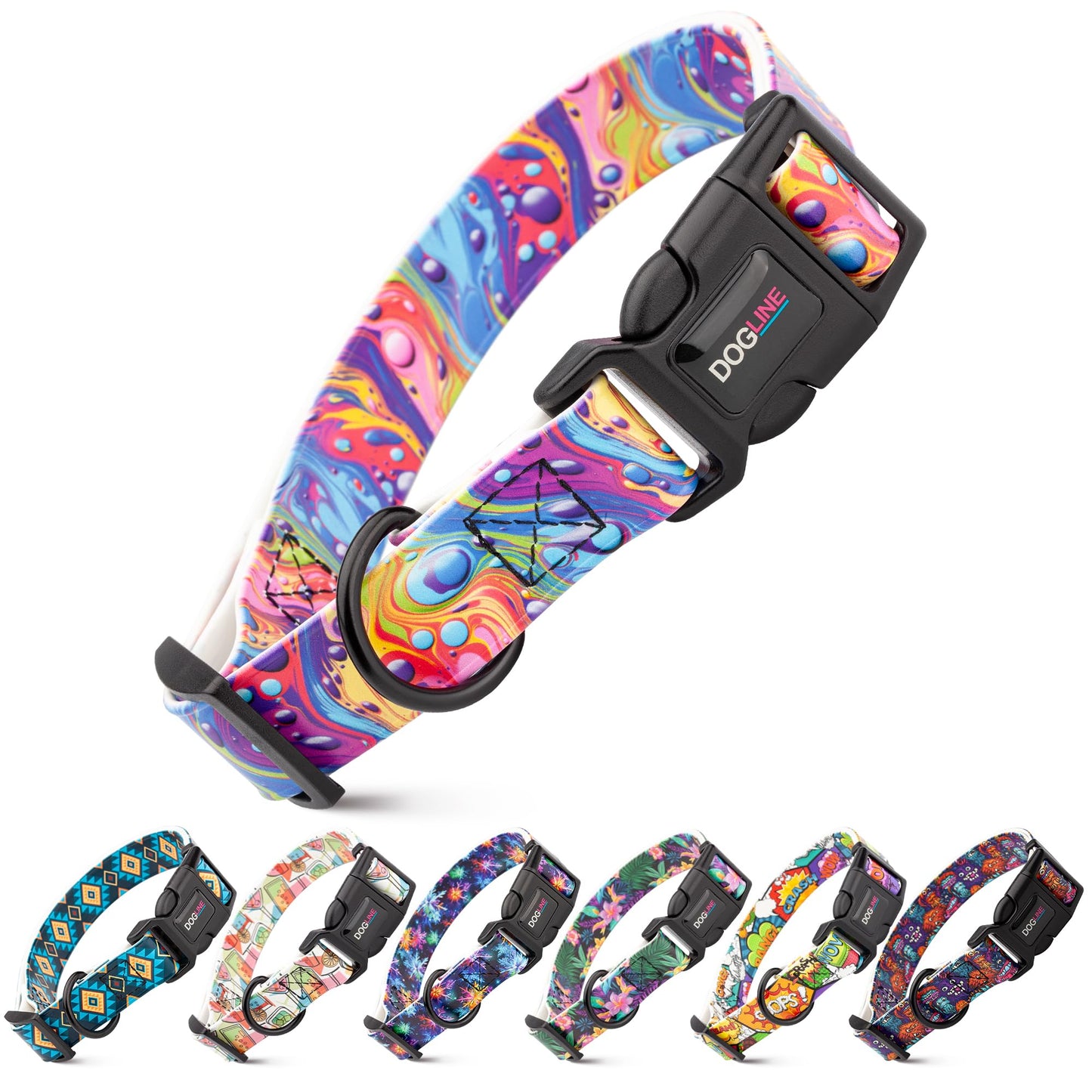 Dogline Biothane Printed Dog Collar with Quick Release Buckle