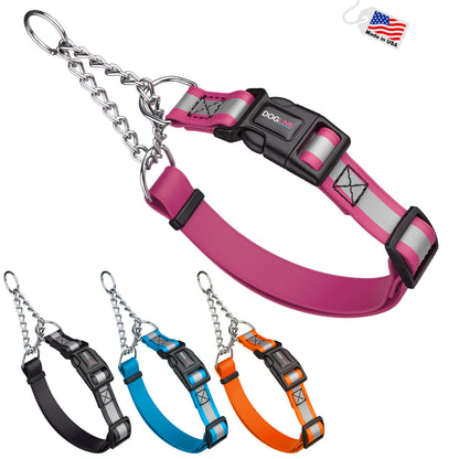Reflective Biothane Martingale Dog Collar with Quick Release Buckle