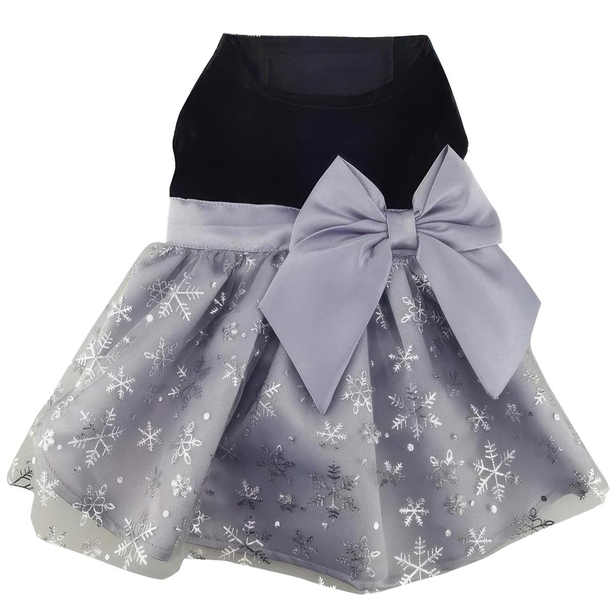 Dress - Black Velvet with Gray Snowflake Skirt