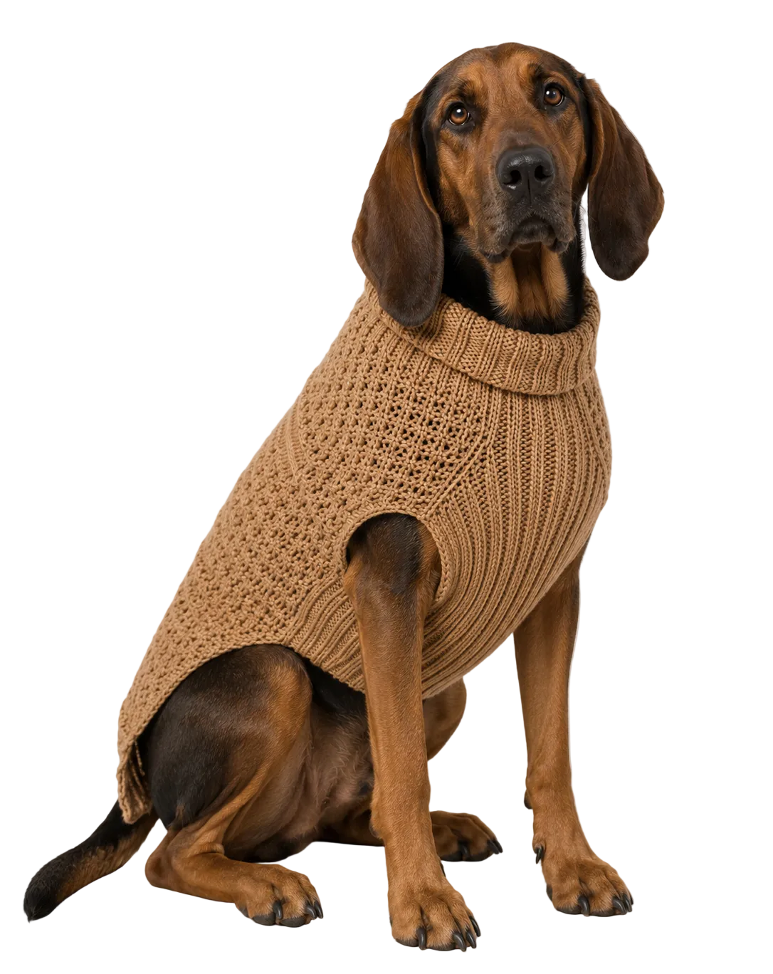 Camel Alpaca Cable Knit Dog Sweater