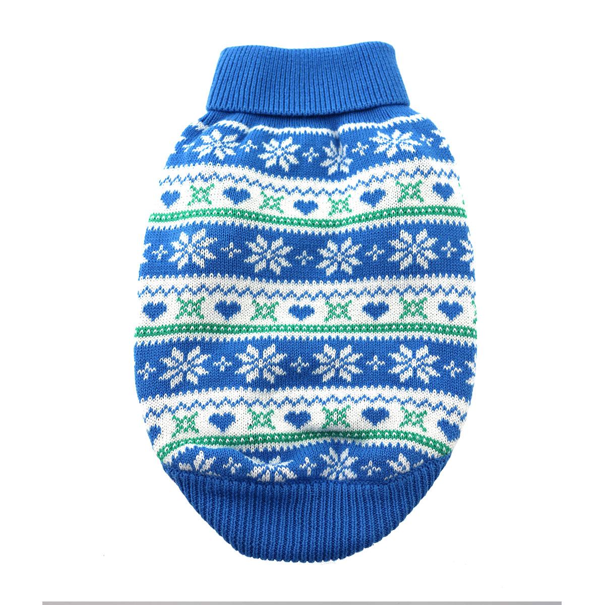 Sweater - Snowflake and Hearts - Blue