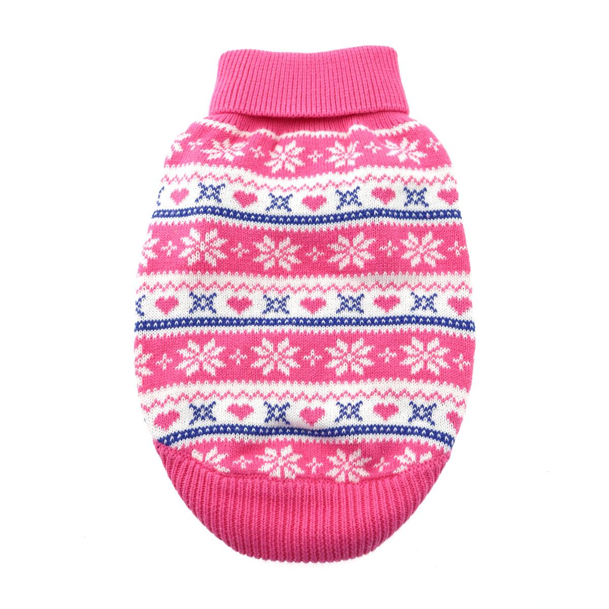 Sweater - Snowflake and Hearts - Pink