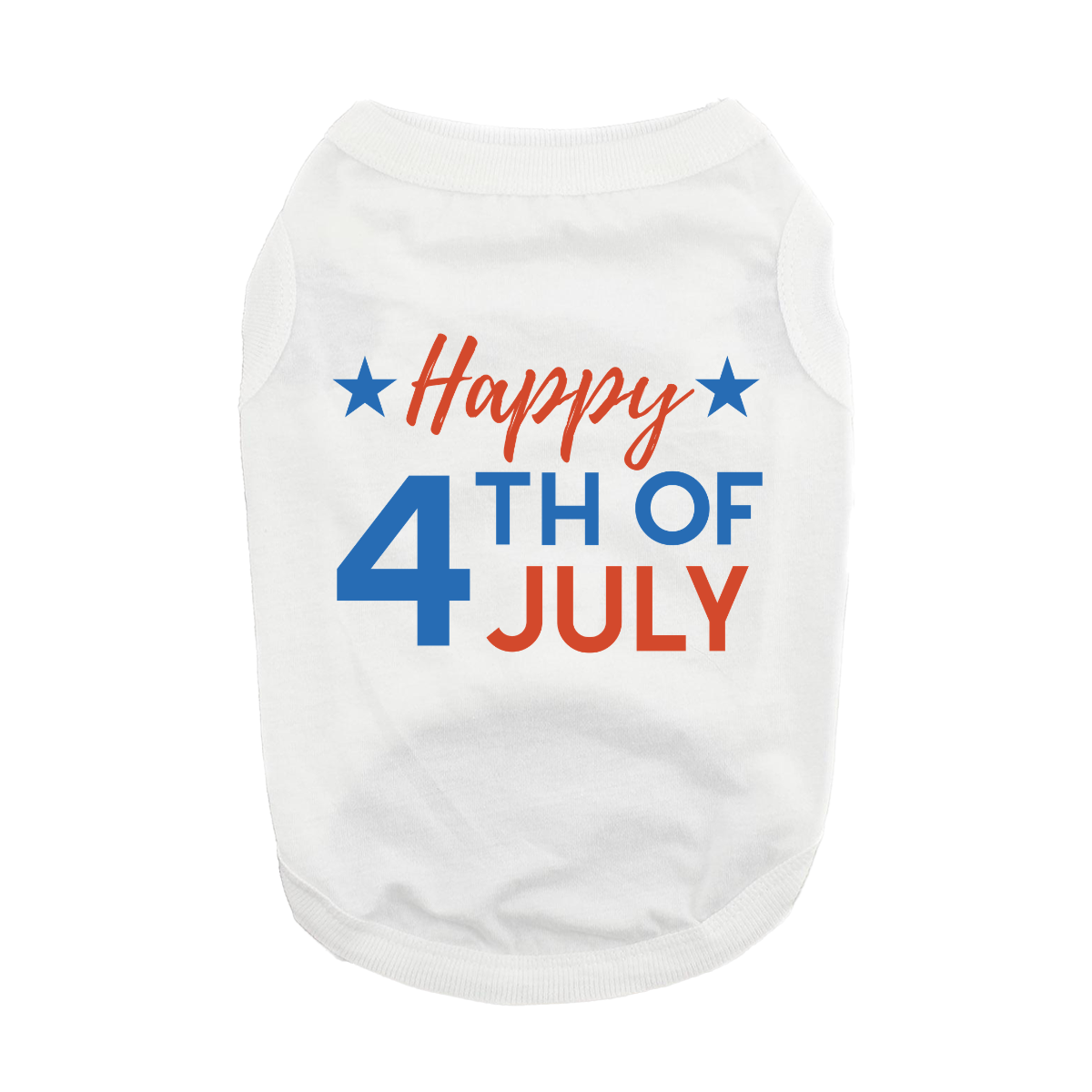 Fun T-Shirt - NEW - Happy 4th of July Dog Shirt - White