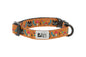 RC Pets cat collar with black cats and red mushrooms on a brown background
