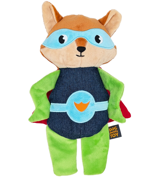 12" Superhero Fox Plush Dog Toy