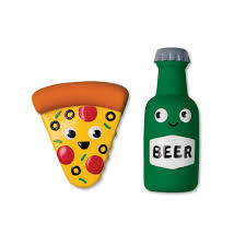 IN PIZZA WE CRUST 2 PIECE LATEX DOG TOYS Case of 4