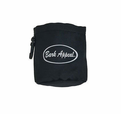 Bark Appeal black treat bag with white logo
