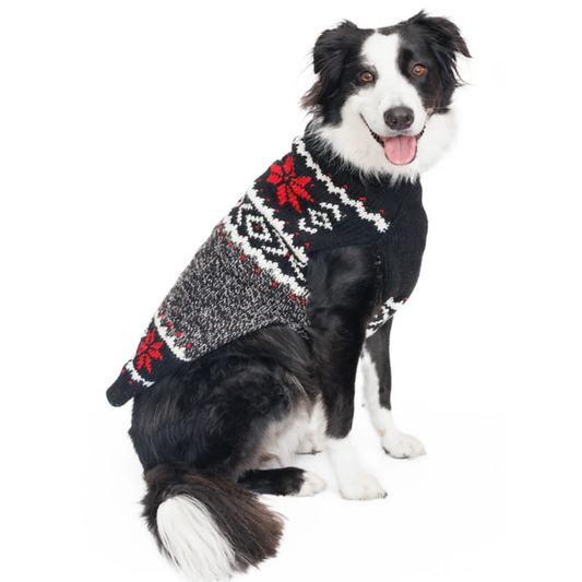 Black Nordic Snowflake Dog Sweater