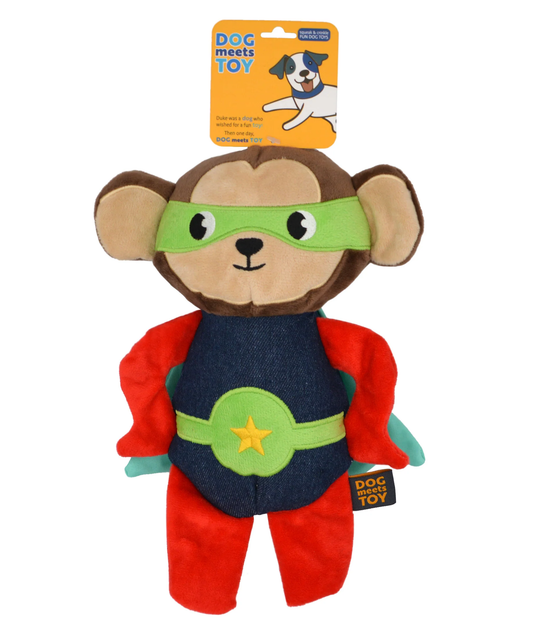 12" Superhero Monkey Plush Dog Toy