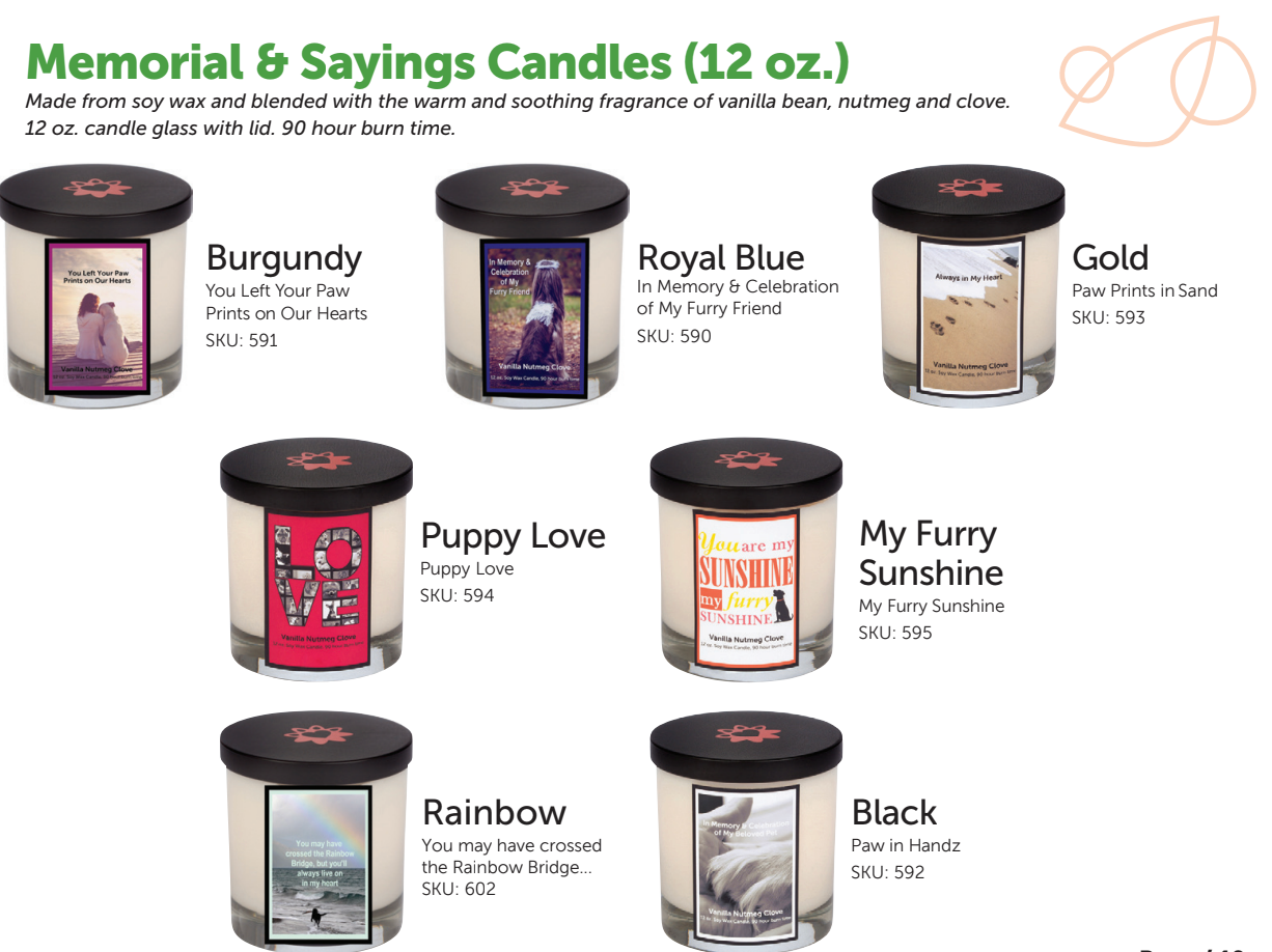 MEMORIAL & SAYINGS CANDLES - 12 OZ.