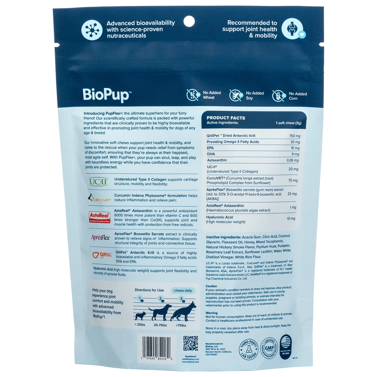 PupFlex+ Hip and Joint soft chews for dogs with UC-ll®, 60ct.