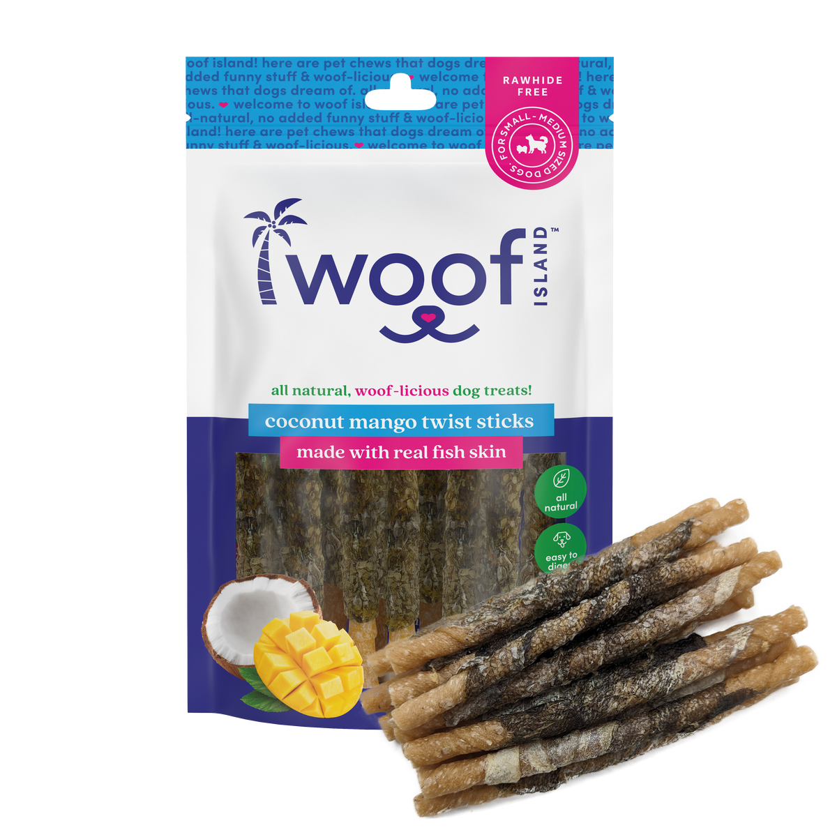 Coconut Mango Collagen Twists with Fish Skin
