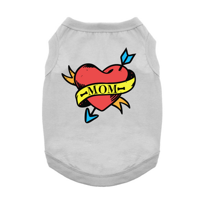 Fun T-Shirt - Mom Tattoo Dog Shirt - Glacier Gray