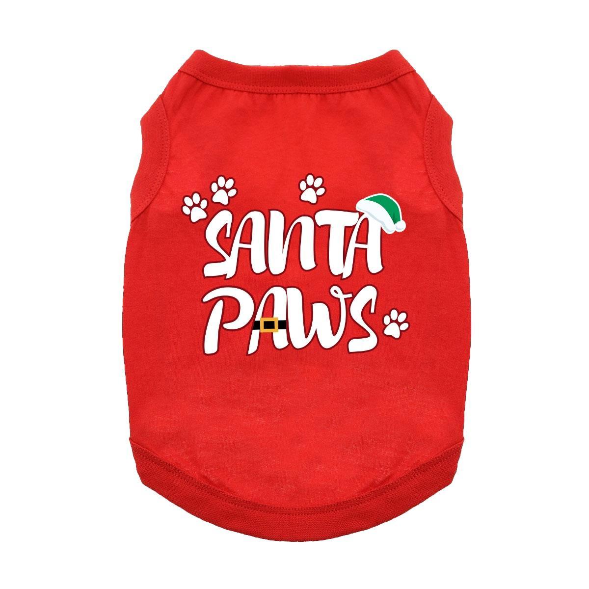 Fun T-Shirt - Santa Paws Dog Shirt - Red
