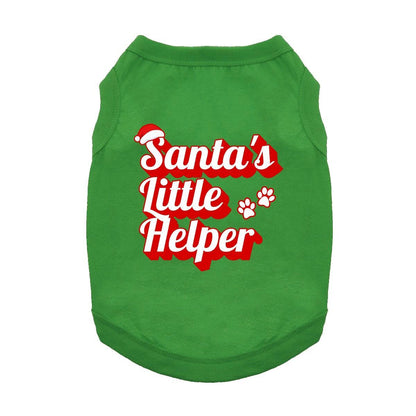 Fun T-Shirt - Santa's Little Helper Dog Shirt - Green