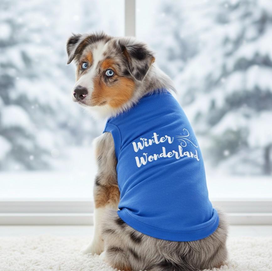Fun T-Shirt - Winter Wonderland Dog Shirt - Blue