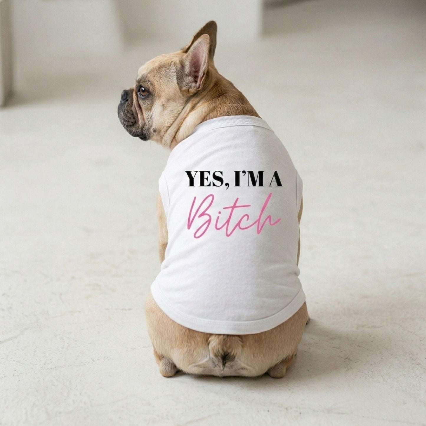 Fun T-Shirt - Yes I'm A Bitch Dog Shirt - White
